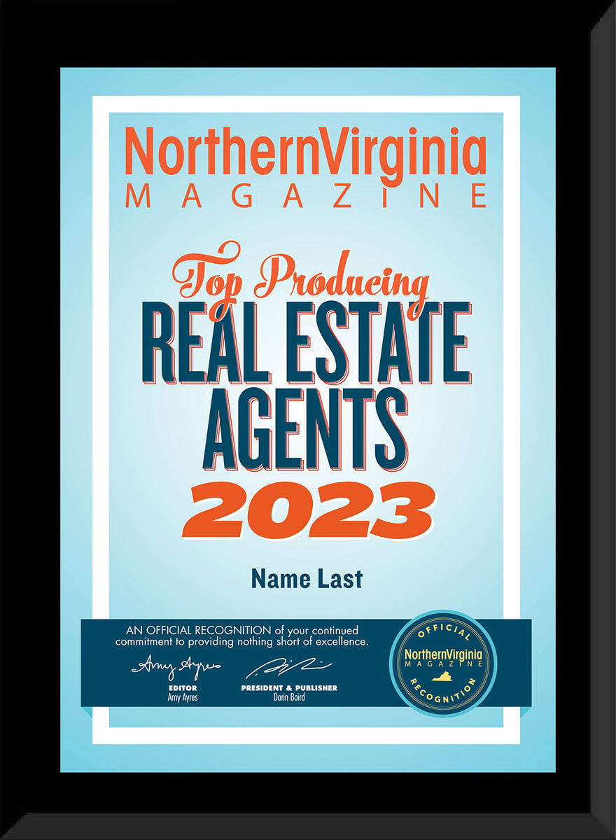 2023 Top Producing Real Estate Agent Plaque Northern Virginia Magazine