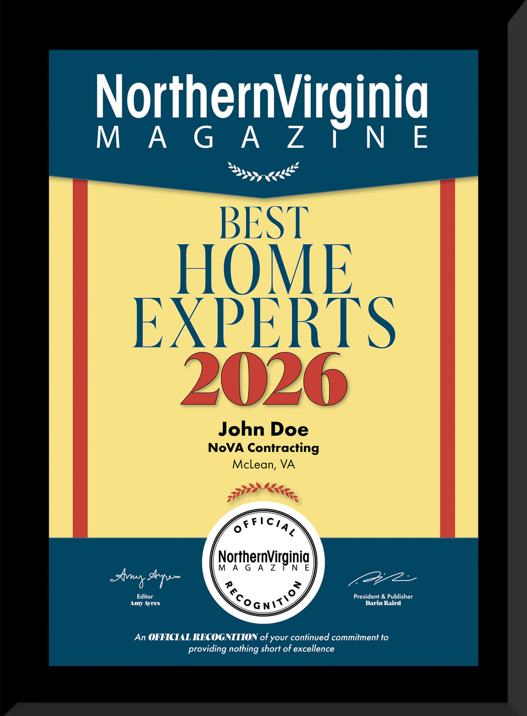 2026 Best Home Experts Plaque