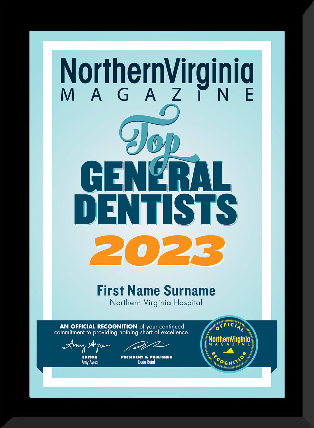 2023 Top Dentist Plaque