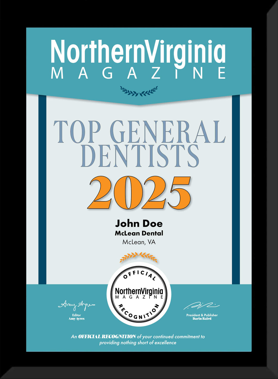 2025 Top Dentist Plaque *NEW DESIGN*