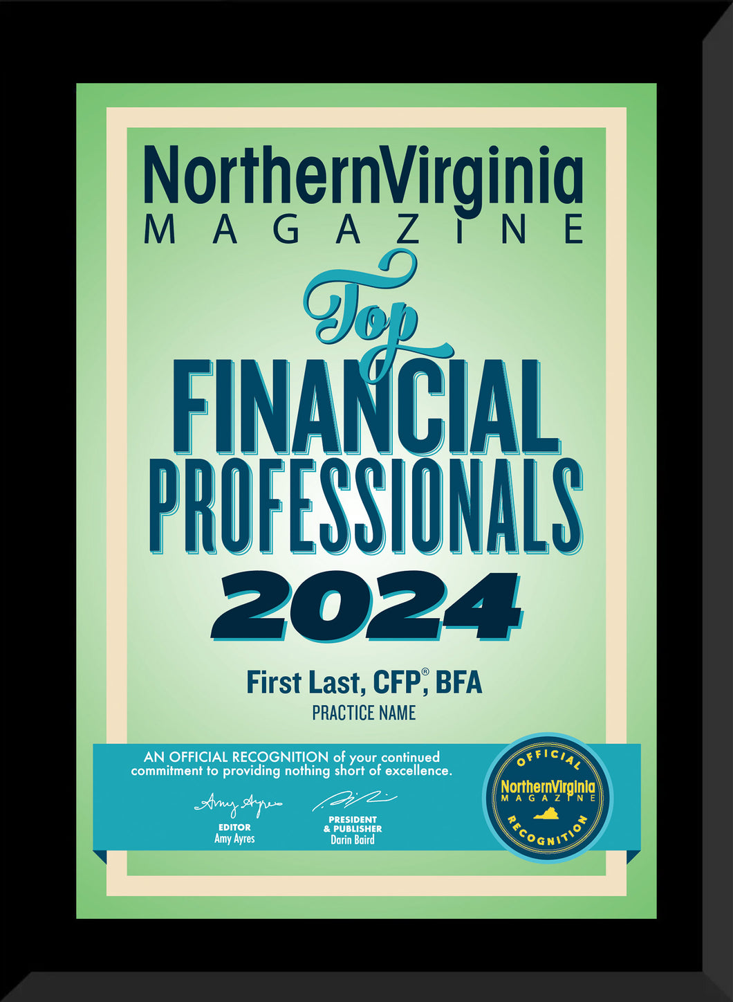 2024 Top Financial Professionals Plaque