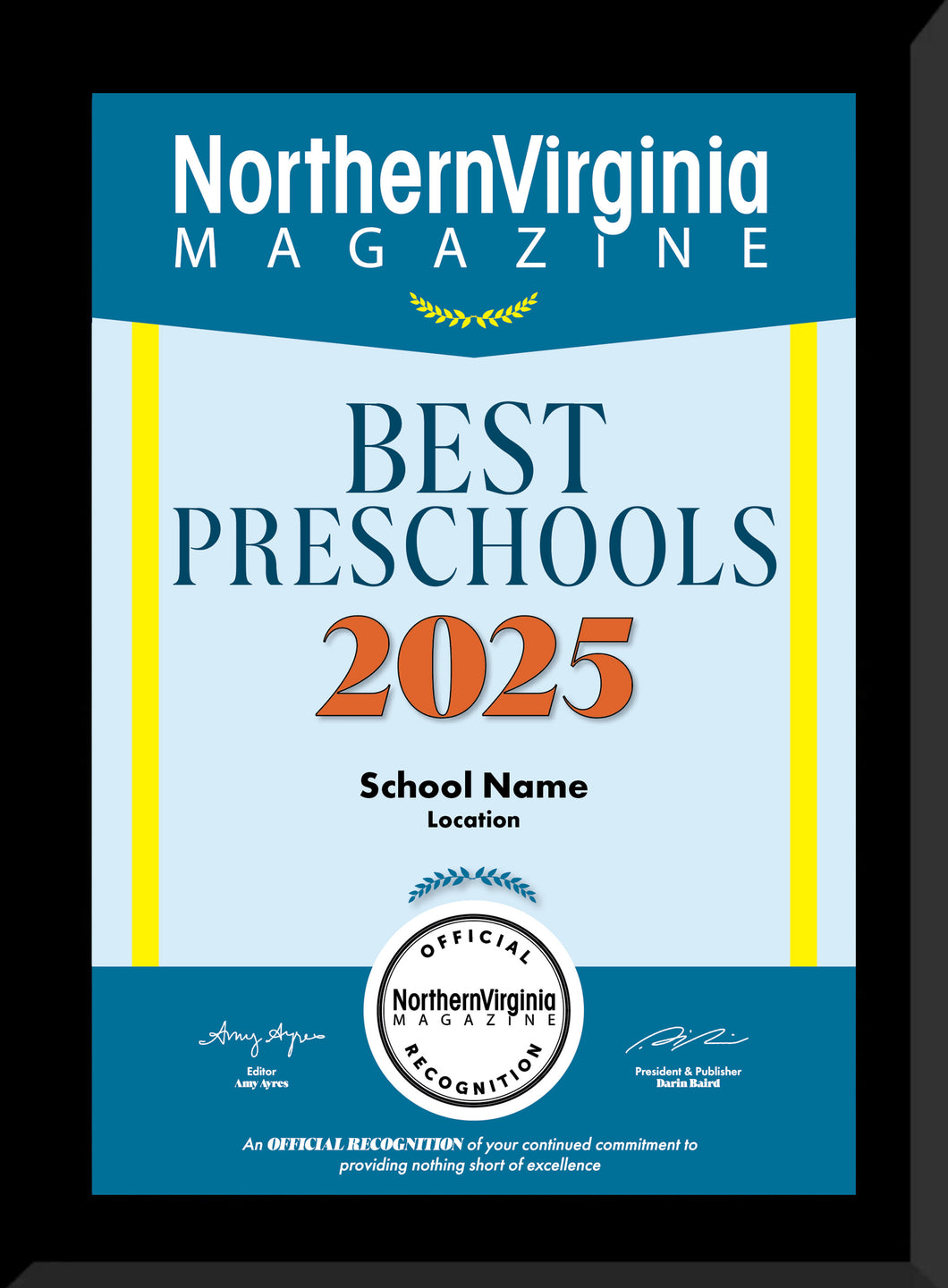 2025 BEST PRESCHOOL PLAQUE