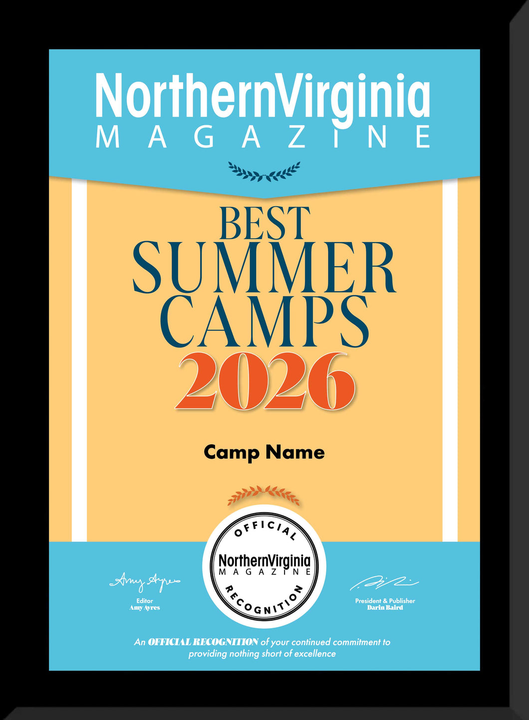 2026 Best Summer Camps Plaque
