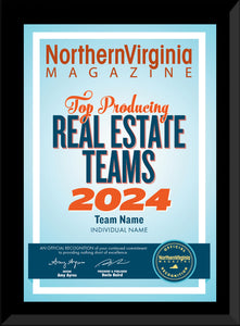 2024 Top Producing Real Estate Teams Plaque