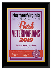 2019 Best Veterinarians Plaque