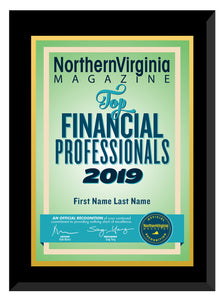 2019 Top Financial Professionals Plaque
