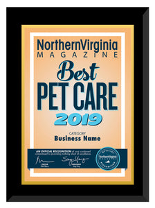 2019 Best Pet Care Plaque
