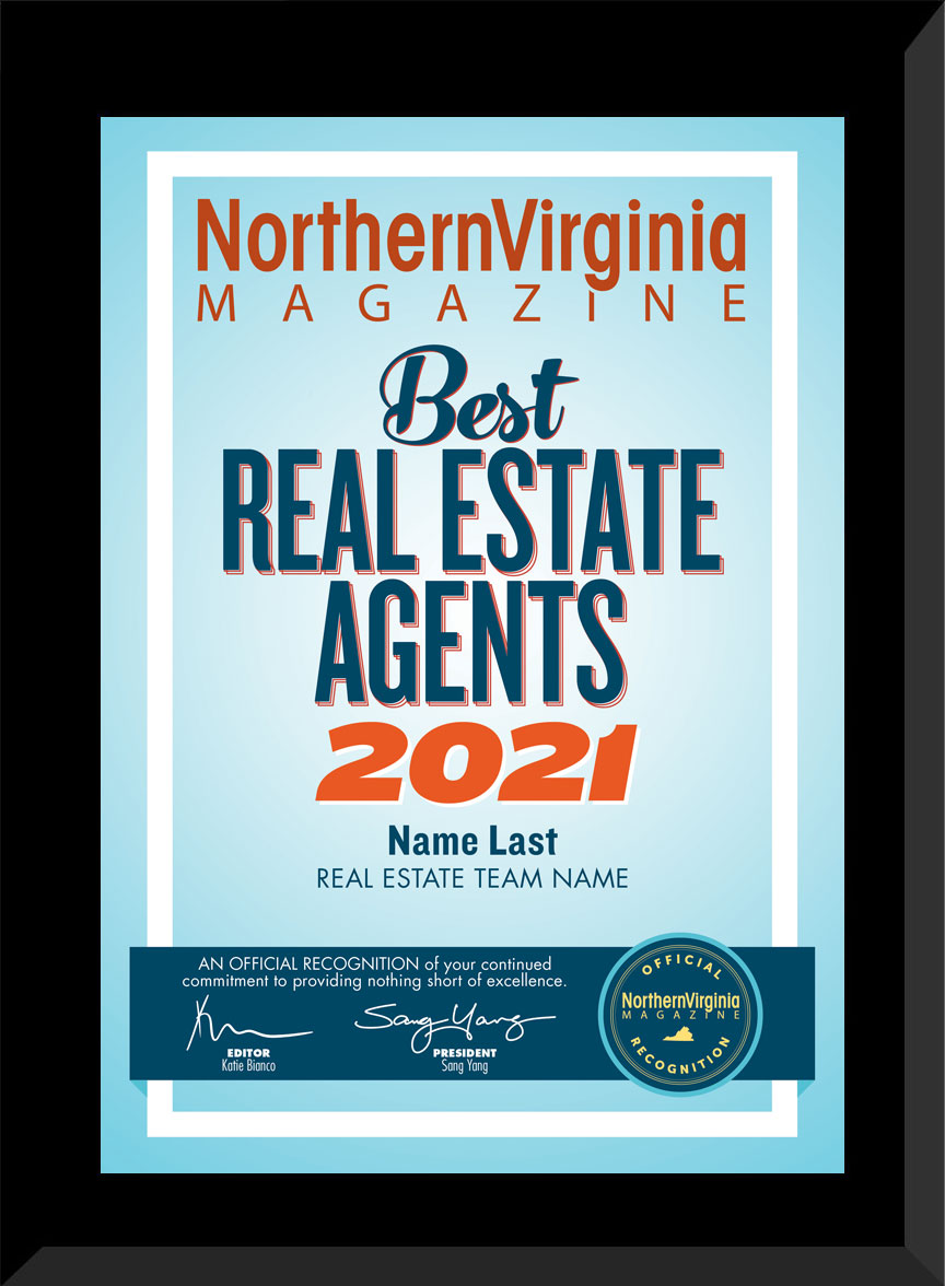 2021 Best Real Estates Agent Plaque