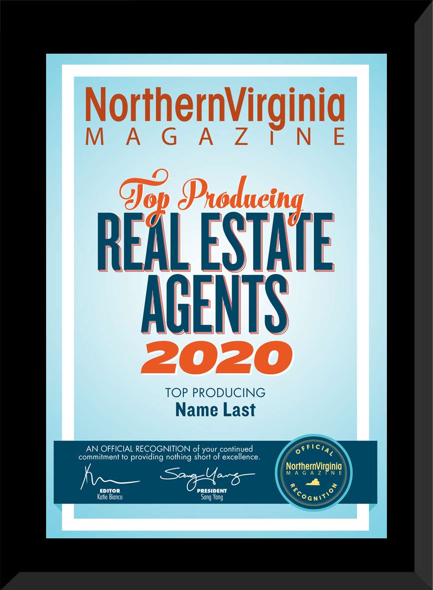 2020 Top Producing Real Estate Agents Plaque