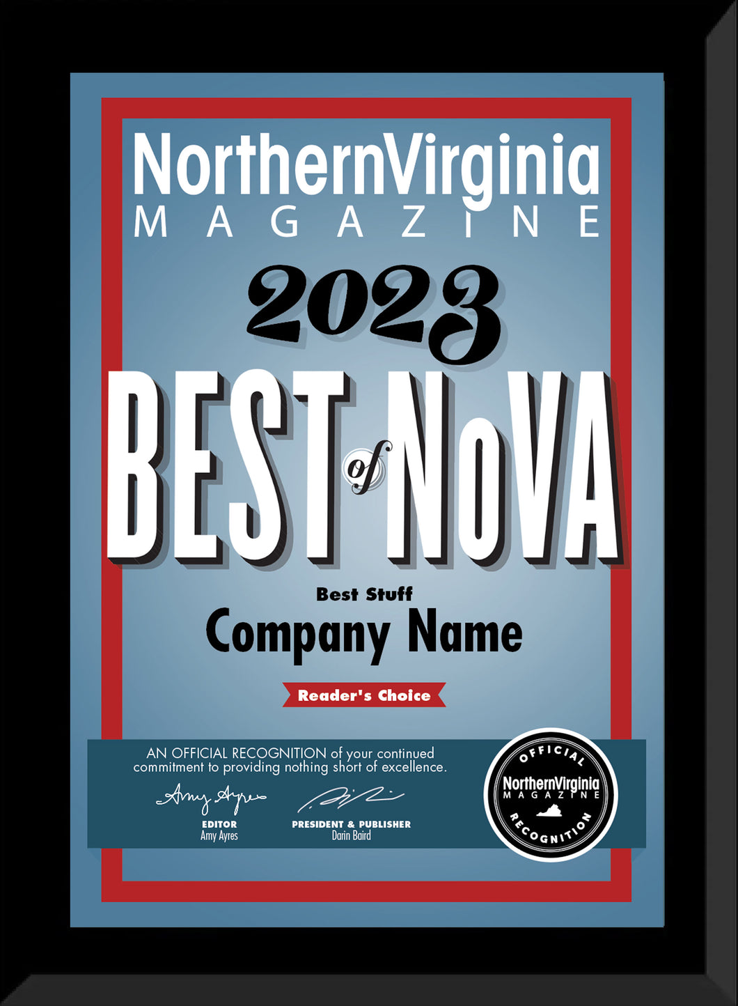 2023 Best of NoVA-Reader's Choice/Runner-Up/Editor's Pick
