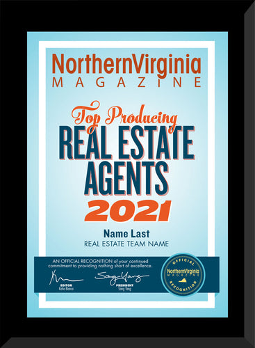 2021 Top Producing Real Estate Agents Plaque